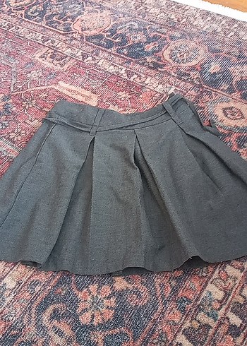 LC Waikiki Gri Pileli Mini Etek