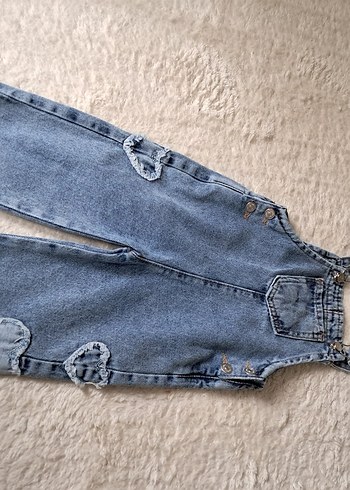 Kız Çocuk Mavi Denim Salopet - Görsel 4