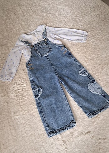 Kız Çocuk Mavi Denim Salopet - Görsel 2