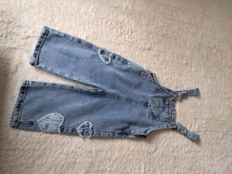 Kız Çocuk Mavi Denim Salopet - Görsel 4