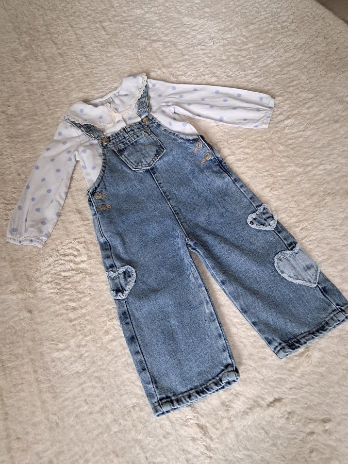Kız Çocuk Mavi Denim Salopet - Görsel 2