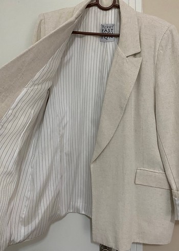 xl Beden camel Renk Bej Keten Midi Kadın Blazer Ceket
