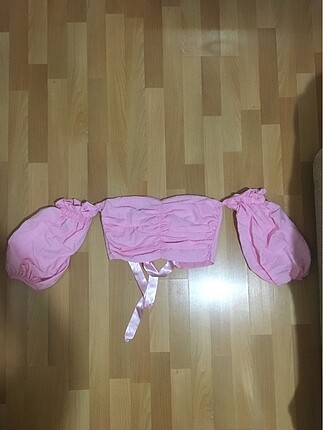 Pembe Balon Kol Arkadan Kurdele Bağlamalı Büstiyer