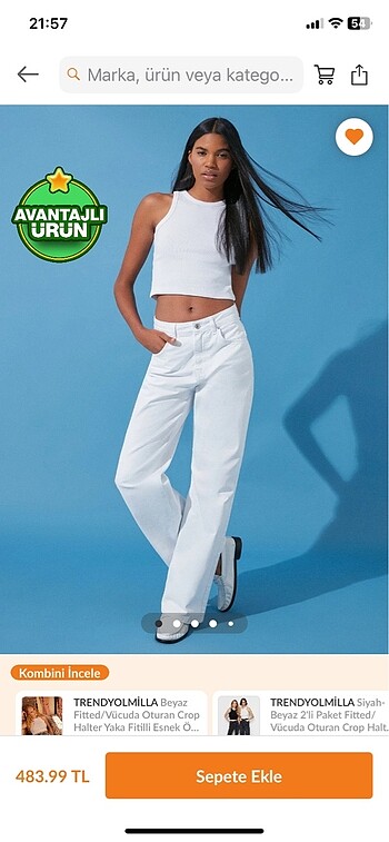 Trendyolmilla beyaz wide leg pantolon