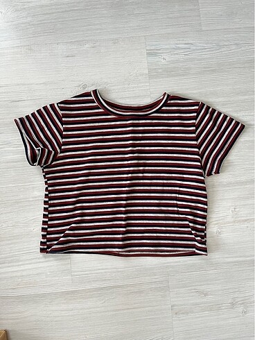 Addax Çizgili Crop Tişört