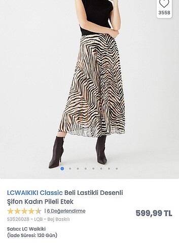 LCW Clasic beli lastikli Şifon pileli Etek