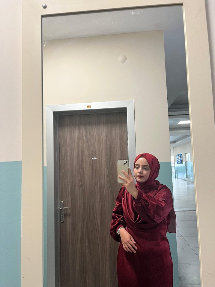 Bordo Uzun Kollu Drapeli Kadın Elbise - Görsel 3