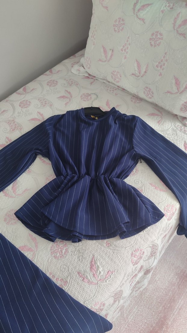 Kadın Lacivert çizgili ikili takım - Görsel 2