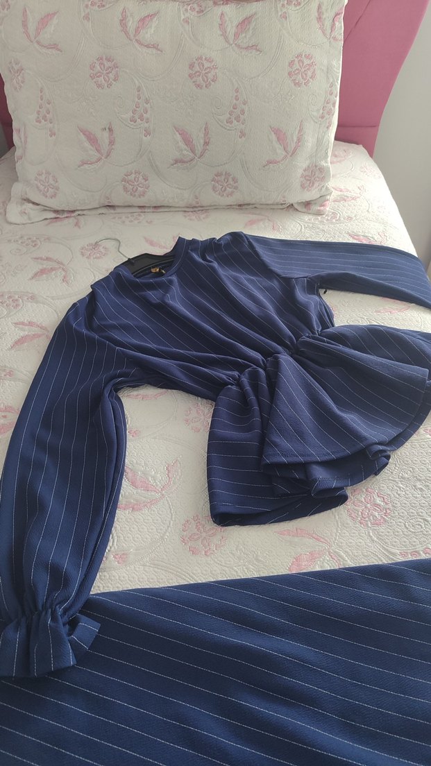 Kadın Lacivert çizgili ikili takım - Görsel 3