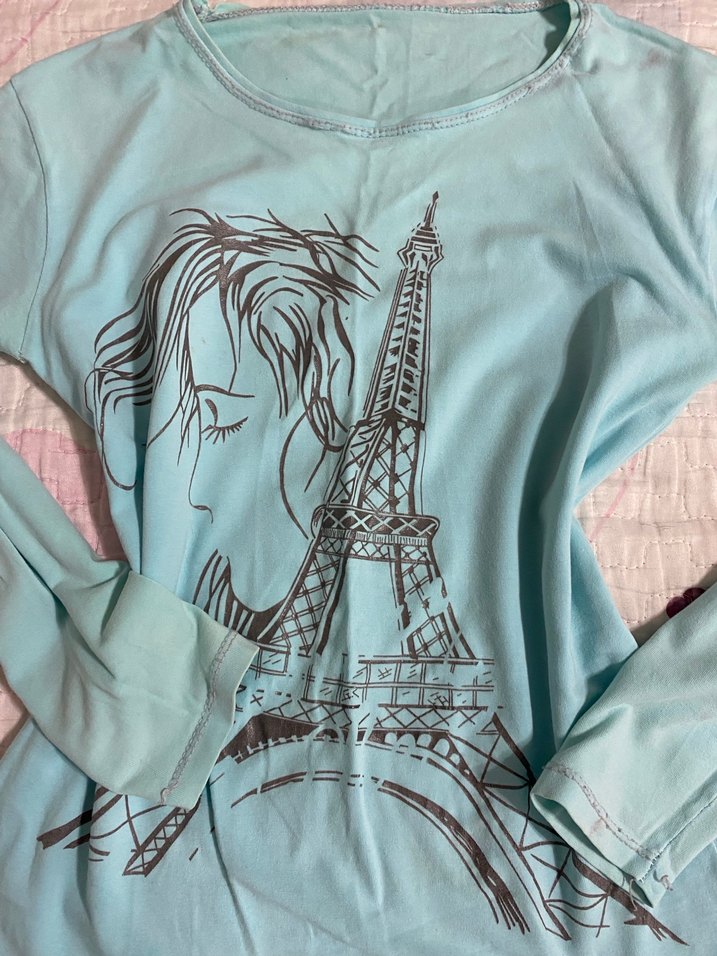 Turkuaz Kız Uzun Kollu Baskılı body - Görsel 2