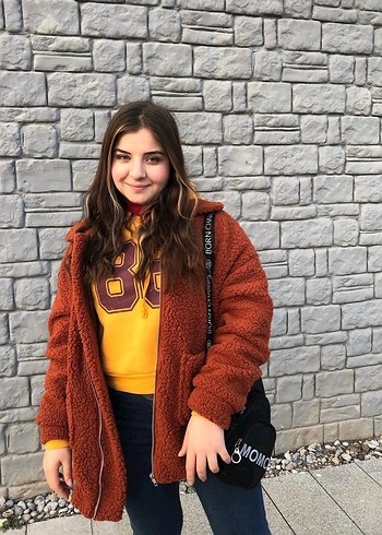 Kahverengi Kürklü Kadın Midi Kaban