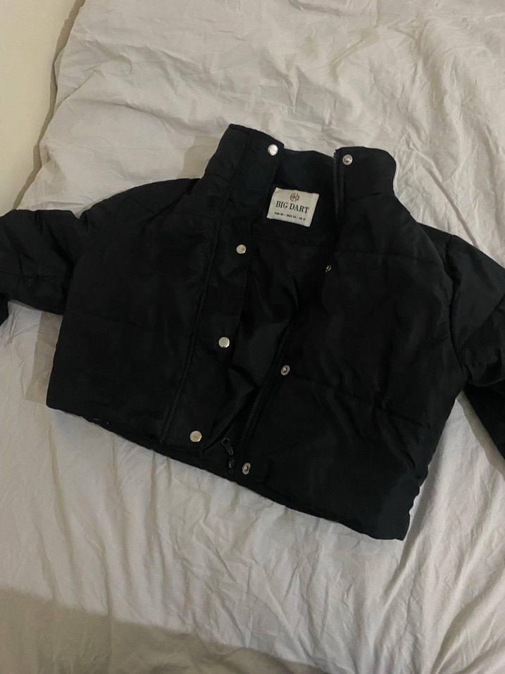 Siyah Kısa Kadın Mont - Görsel 2