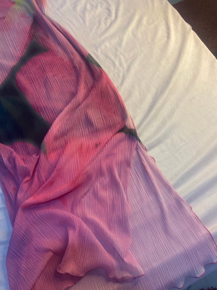 Pembe Uzun Kadın Elbise - Görsel 4