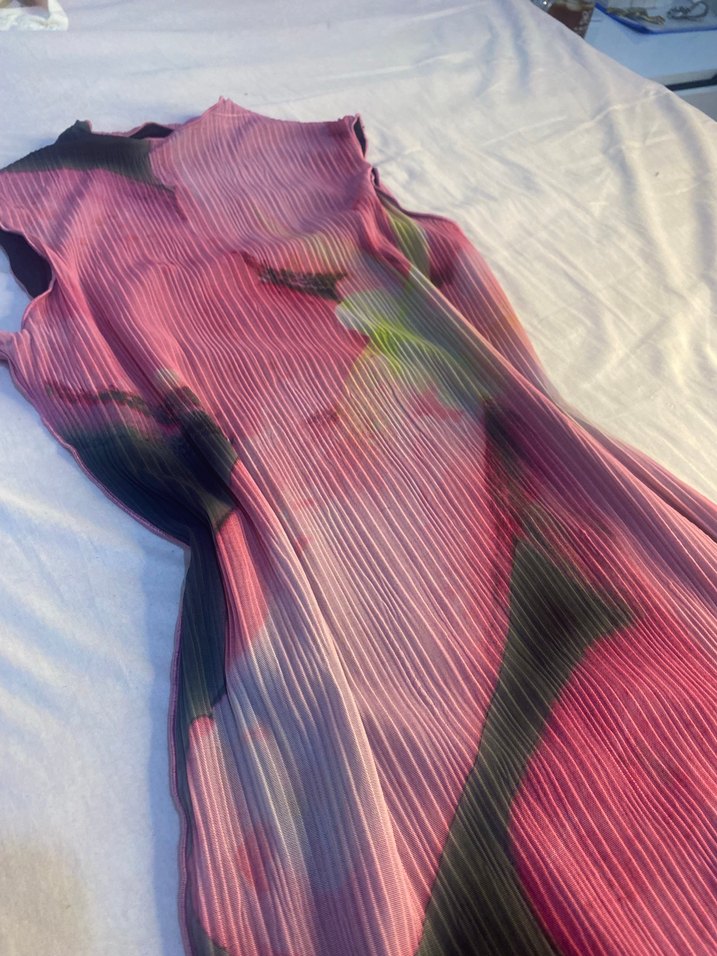 Pembe Uzun Kadın Elbise - Görsel 3