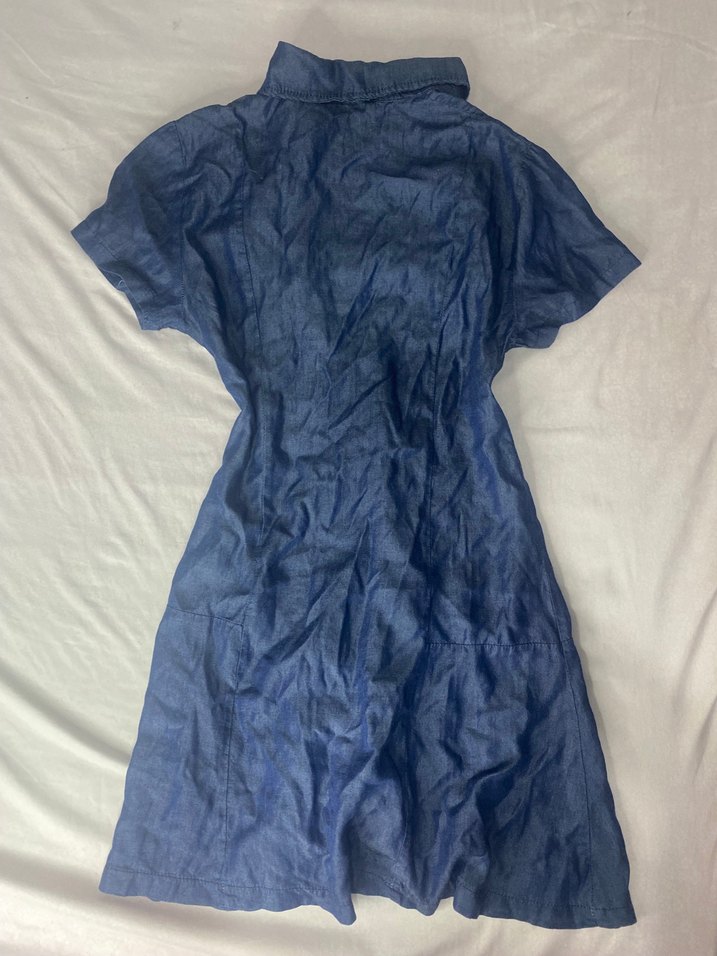 Düğmeli Kısa Kollu Denim Hamile Elbise - Görsel 4