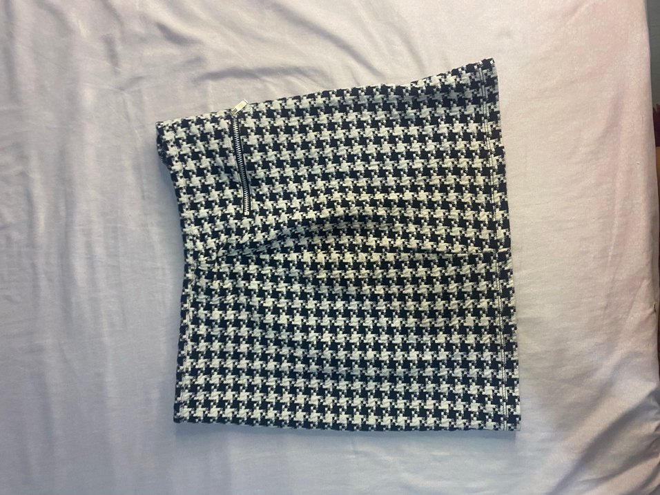 Gri Kareli Fermuarlı Midi Mini Etek - Görsel 2