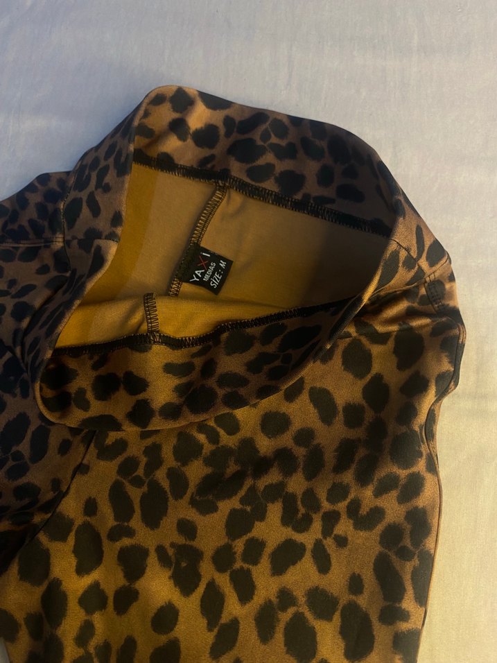 Kahverengi Leopar Desenli Kadın Kumaş Pantolon - Görsel 2