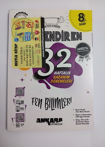 Güçlendiren 8.Sınıf Fen Bilimleri 32 Haftalık Kazanım Denemeleri