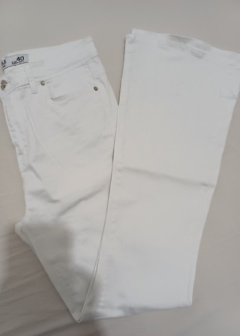 Kadın Beyaz ispanyol paça kot pantolon - Görsel 6