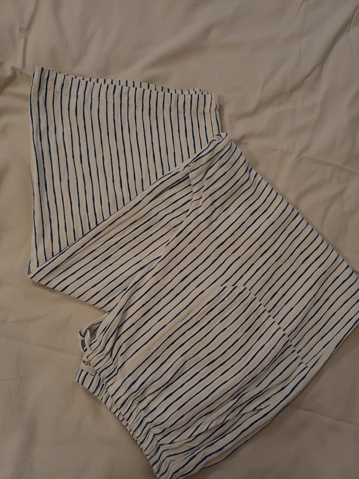 lcw vision beli lastikli çizgili keten karışımlı Kadın Pantolon - Görsel 4