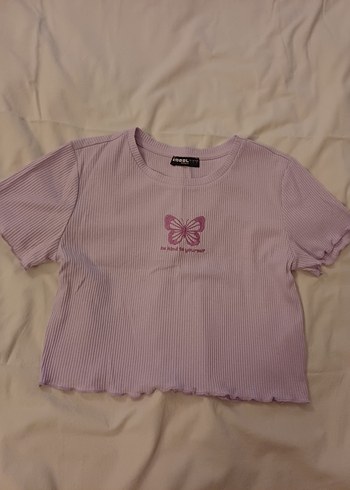 Mor Kısa Kollu crop top - Görsel 2