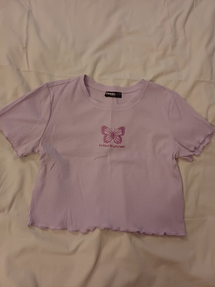 Mor Kısa Kollu crop top - Görsel 2