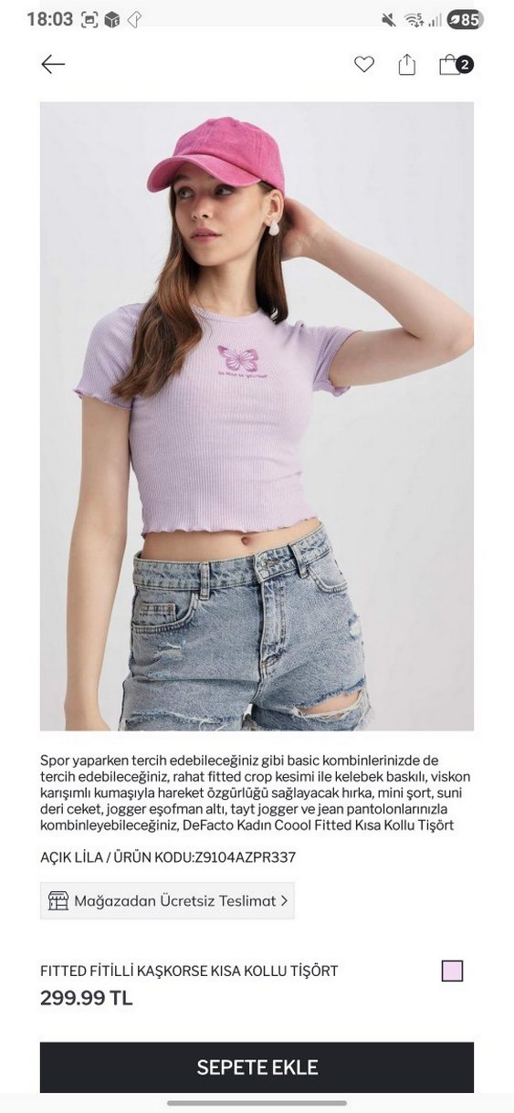 Mor Kısa Kollu crop top - Görsel 3