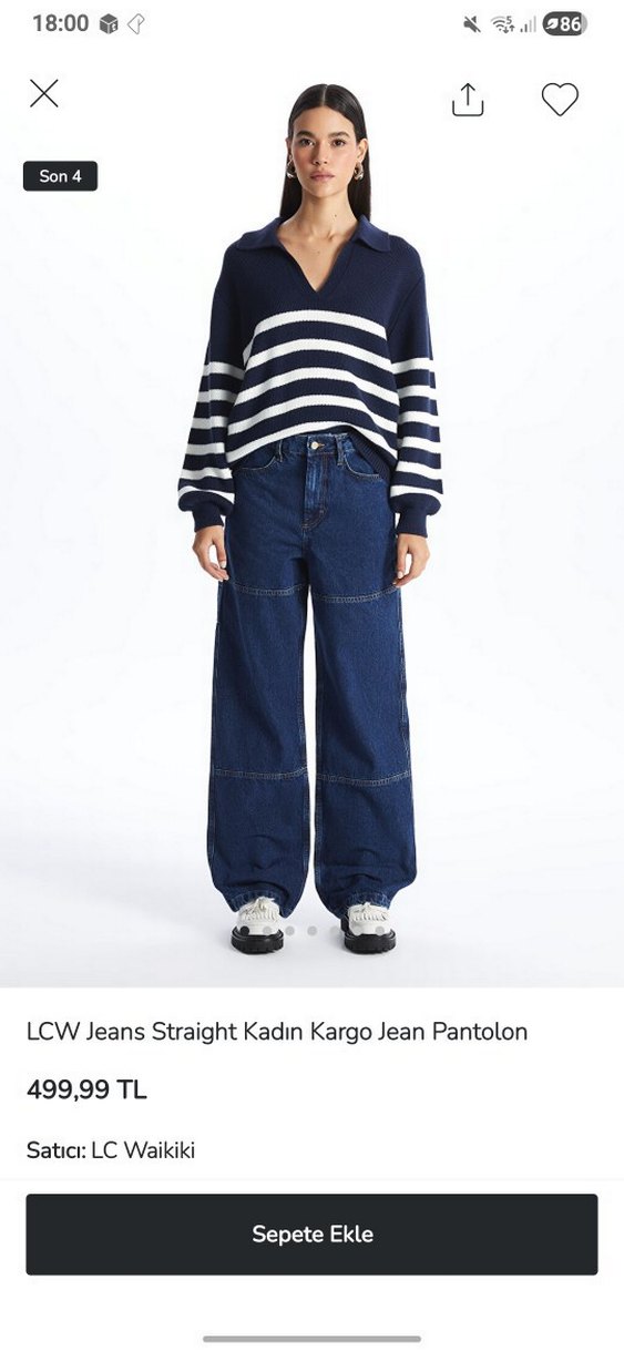 Lcw jeans straight kadın kargo jean pantolon - Görsel 5