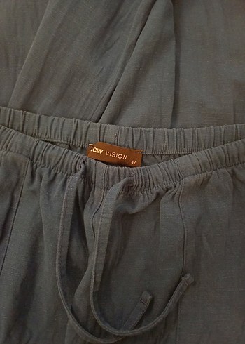 lcw vision düz beli lastikli keten karışımlı kadın pantolon - Görsel 4