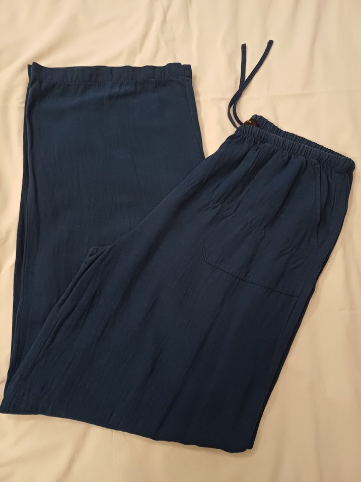 lcw vision düz beli lastikli keten karışımlı kadın pantolon - Görsel 3