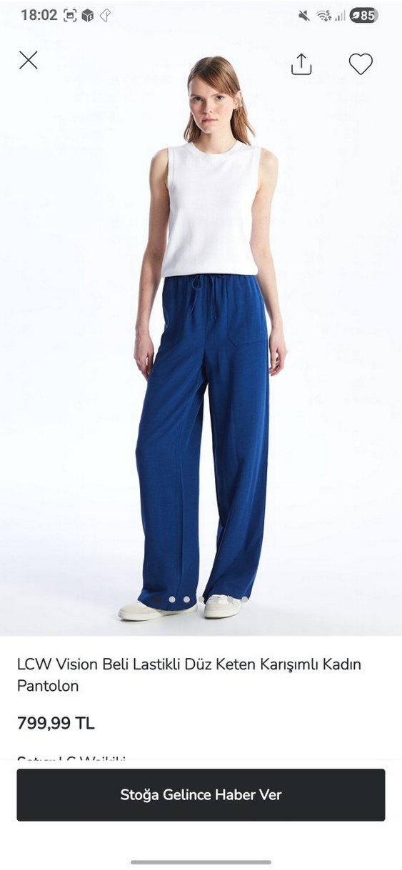 lcw vision düz beli lastikli keten karışımlı kadın pantolon - Görsel 5