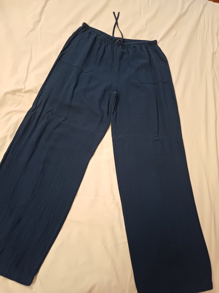 lcw vision düz beli lastikli keten karışımlı kadın pantolon - Görsel 2