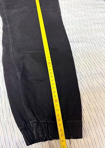 Siyah Erkek Denim Jogger Pantolon Elastik Bel - Görsel 3