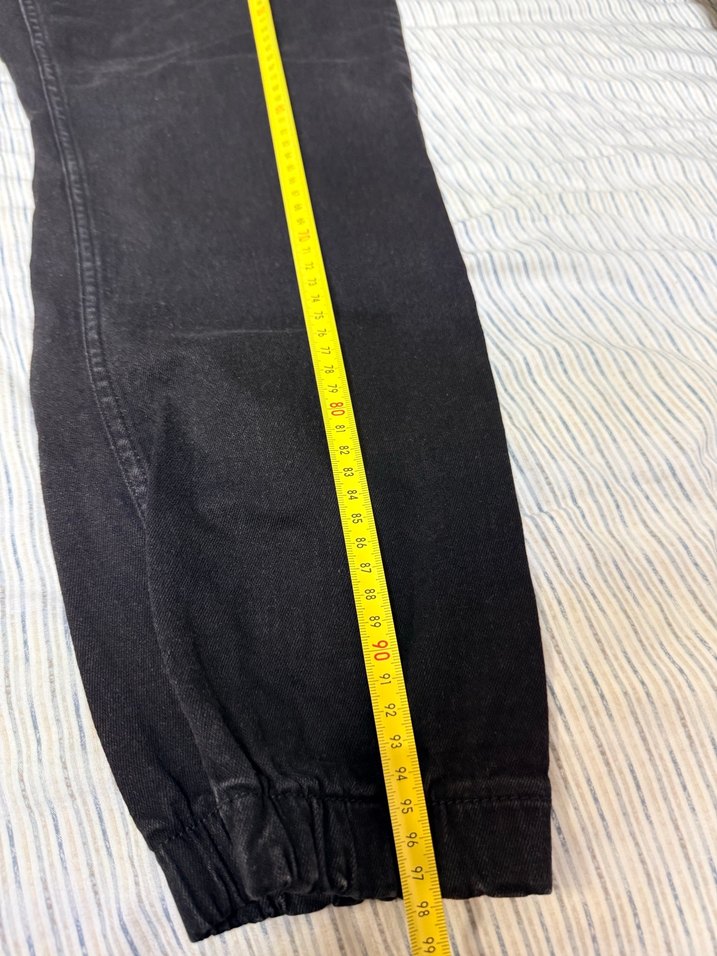 Siyah Erkek Denim Jogger Pantolon Elastik Bel - Görsel 3