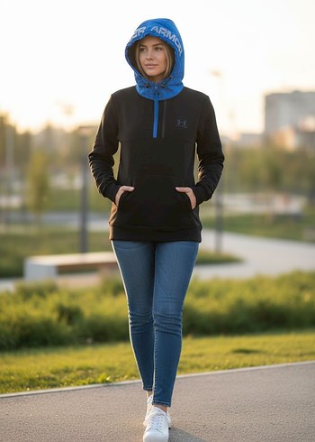 Diğer Yüksek Yakalı Siyah Kadın Sweatshirt