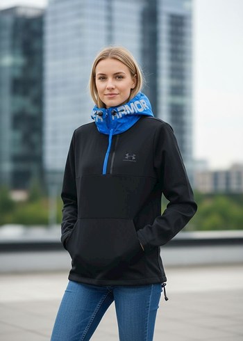 Yüksek Yakalı Siyah Kadın Sweatshirt