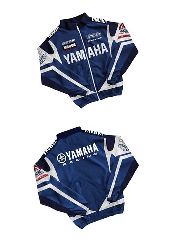 Mavi Yamaha Baskılı Fermuarlı yağmurluk