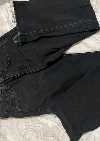 Kadın Siyah kesik paça  Kot Pantolon - Görsel 2