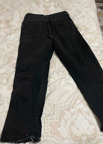 Kadın Siyah kesik paça  Kot Pantolon - Görsel 3