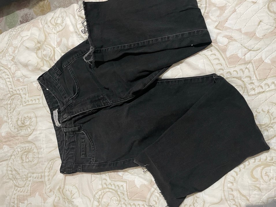 Kadın Siyah kesik paça  Kot Pantolon - Görsel 2