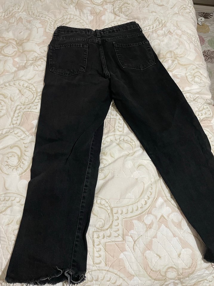 Kadın Siyah kesik paça  Kot Pantolon - Görsel 3