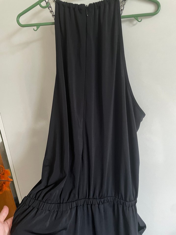 Zincir Detaylı Siyah Uzun Askılı Tulum - Görsel 3