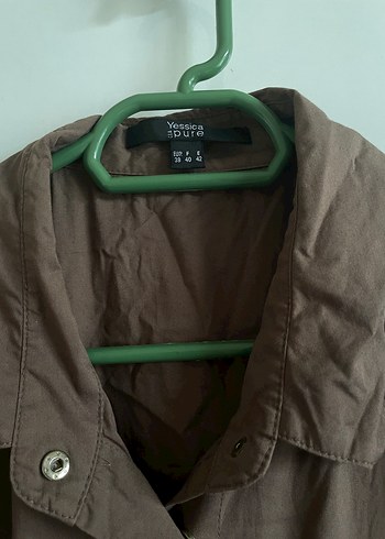 Düğmeli Kahverengi Midi Keten Ceket - Görsel 2