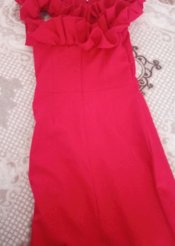 Parlak Kırmızı Mini Straplez Elbise - Görsel 2