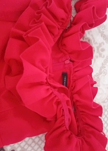 Parlak Kırmızı Mini Straplez Elbise - Görsel 3