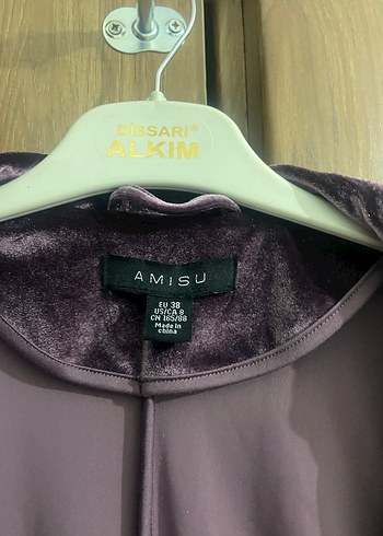 Mor Kadife Düğmeli Midi Blazer - Görsel 3