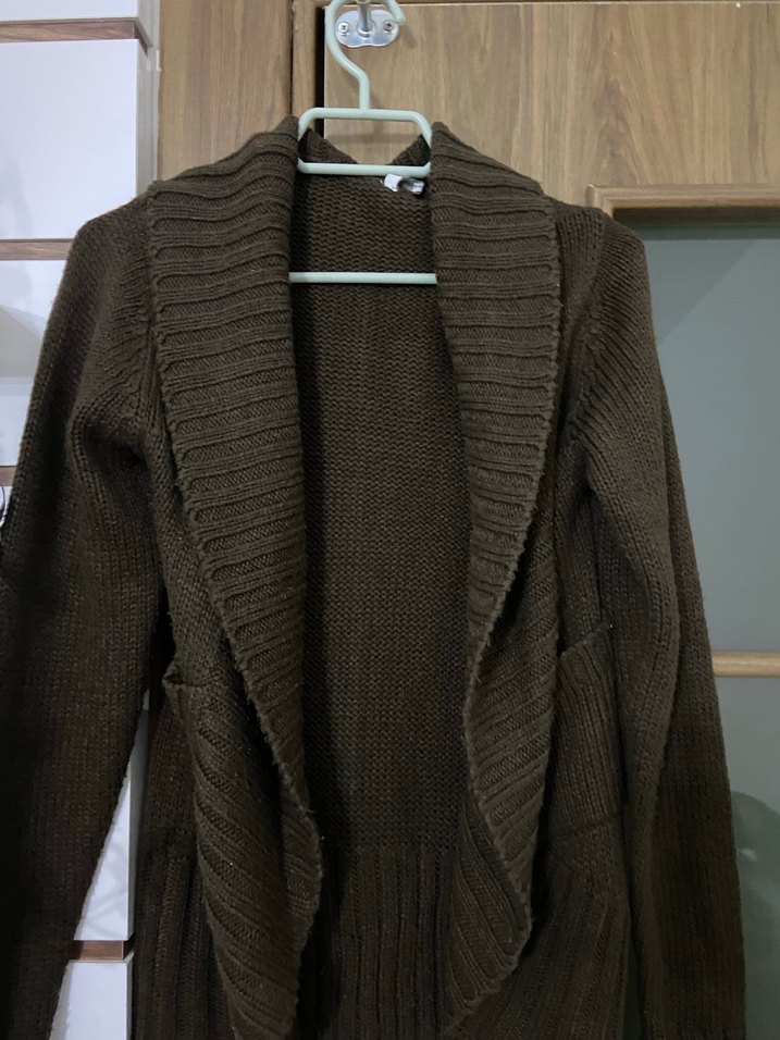 Kahverengi Örgü Kadın Hırka - Görsel 2