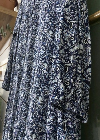 Uzun Kollu, Pileli, Bohem Uzun Elbise - Görsel 5