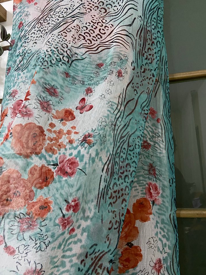 Çiçek Desenli Bohem Kadın Eşarp - Görsel 3