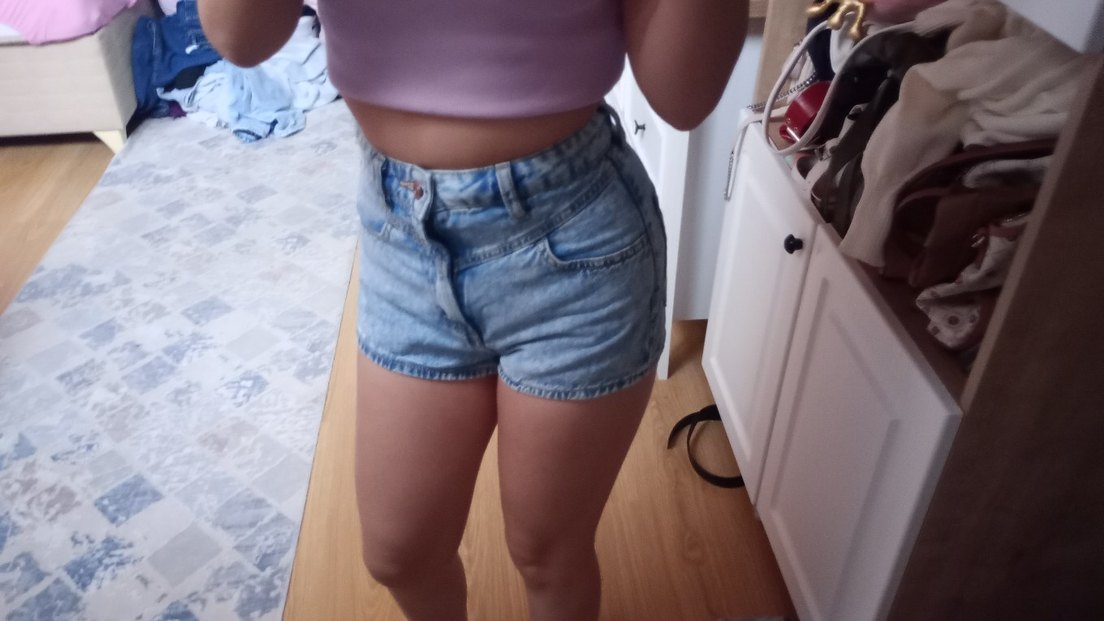 Düğmeli Mavi Mini Denim Şort - Görsel 5